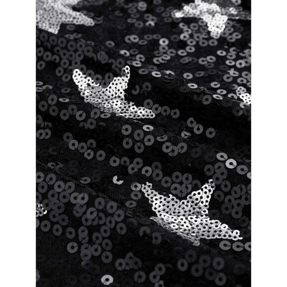 NWT cider SEQUIN MID RISE STAR MINI SKIRT size XL Black sparkle silver star - Picture 6 of 8
